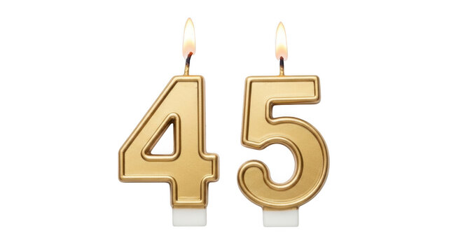 Golden 45th birthday candles