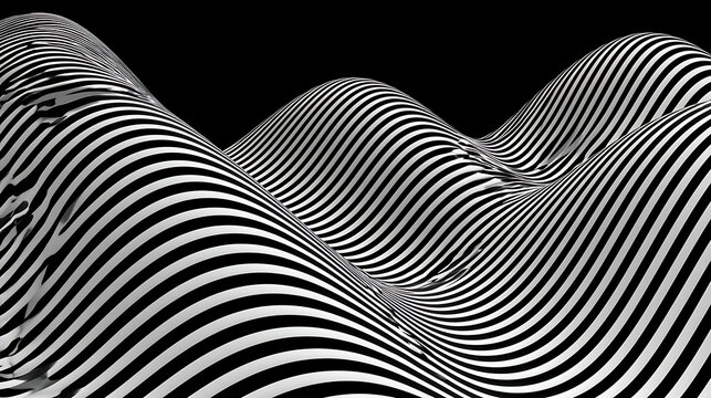 mesmerizing monochrome wave pattern designed as a modern optical illusion background