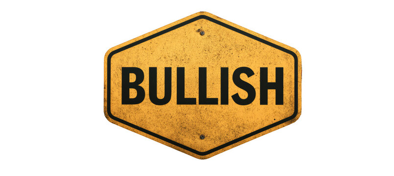 Bullish word sign. Economy business market growth. Generative AI technology.