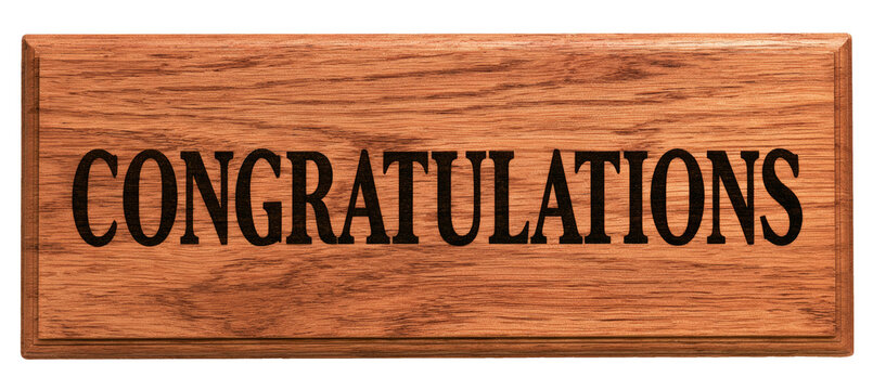 Congratulations word sign in wooden style. Generative AI technology.