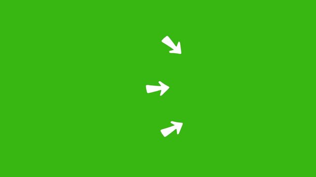 Two opposing arrows move toward a central point on a green screen, creating a directional convergence effect suitable for transitions, presentations, tutorials and motion graphics.