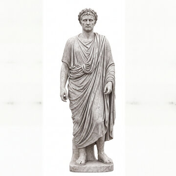 ncient Roman Senator Marble Statue Isolated Texture Background

Descripci&oacute;n
High-resolution reference image featuring a full-body standing marble statue of an ancient Roman senator draped in a traditi