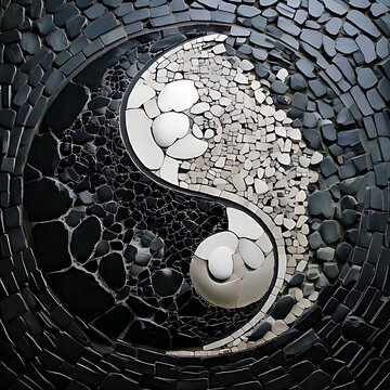 Yin-yang symbol mosaic, abstract pattern