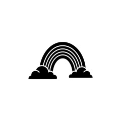 Obraz premium Stylized rainbow between two fluffy clouds