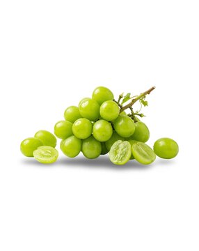 Ripe Seedless Green Grapes Cluster with Fresh Cut Fruit