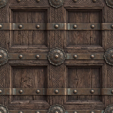 Reinforced Dark Wood Bunker Door with Iron Hardware Texture Background

Descripci&oacute;n
High-resolution texture background featuring thick dark wooden planks bound with heavy iron frame borders, large cen