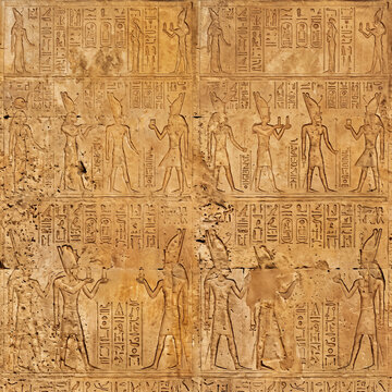 Ancient Egyptian Pharaoh Stone Wall Relief Carving Texture Background

Descripci&oacute;n
High-resolution texture background featuring an ancient Egyptian low-relief stone carving depicting pharaohs and deit