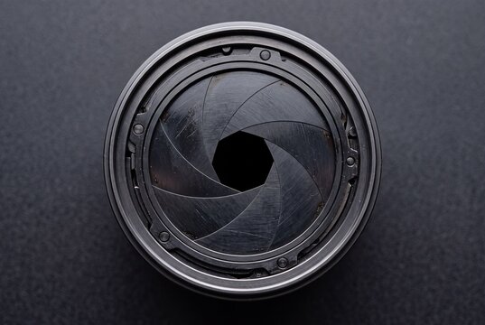 Camera Iris Diaphragm Aperture Blades in Symmetric Macro View