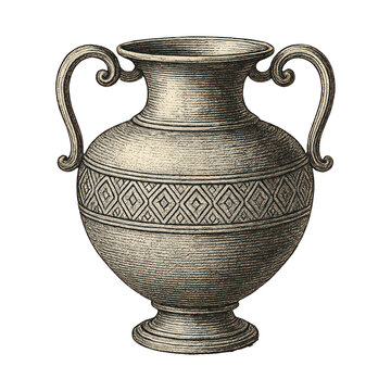 PNG Vintage ornate amphora illustration.