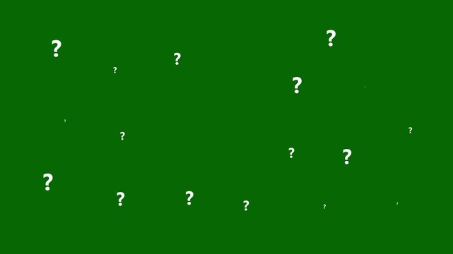 Question mark animation with pop up question mark flat, animation of question mark sign, questions asking doubts confusing problems. 4K motion animation on green screen background.