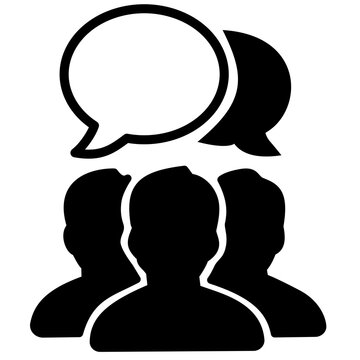 silhouette of people with speech bubbles