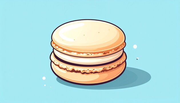 Delicate French Macaron with Cream Filling Illustration.