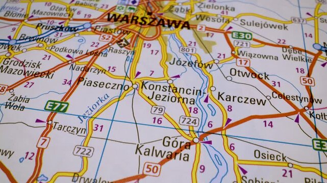 gliding over the road network toward warsaw, poland