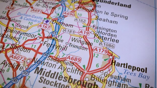 gliding from sunderland to middlesbrough over a road network map