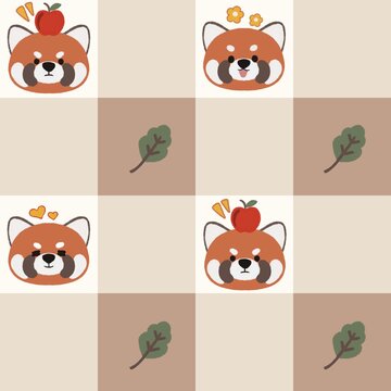 Seamless pattern red pandas