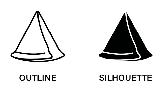 Two Pyramid Icons: A graphic representation showing a pyramid in outline and silhouette form, illustrating different design styles and formats for visual communication.
