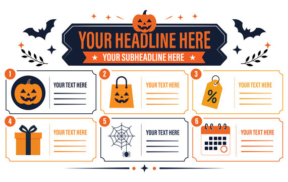 Halloween Sale Promotion Infographic with Shopping and Discount Icons
