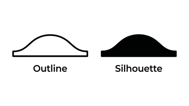 Outline and Silhouette Comparison: A clear visual representation demonstrating the difference between a shape's outline and its silhouette.
