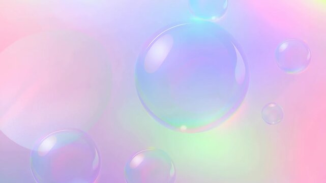 Soft pastel background with translucent bubbles floating in dreamy colorful light