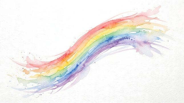 Abstract watercolor rainbow wave with colorful paint splashes