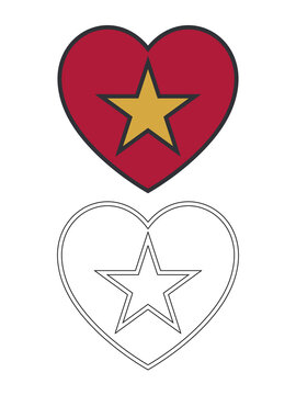 Heart with Star Icon, Love, Favorite and Appreciation Symbol.