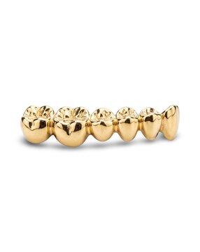 Shiny Gold Grillz Custom Dental Teeth Cap Set