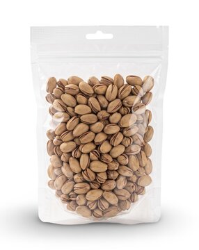 Raw Pistachio Nuts Packaging Mockup in Clear Plastic Bag