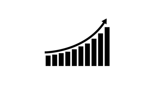 Business growth bar chart with rising arrow representing increasing sales, financial success, revenue growth, investment performance, market expansion, economic progress, and strategic development.