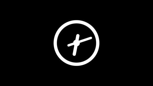 Circular compass icon rotates through cardinal directions on a black background