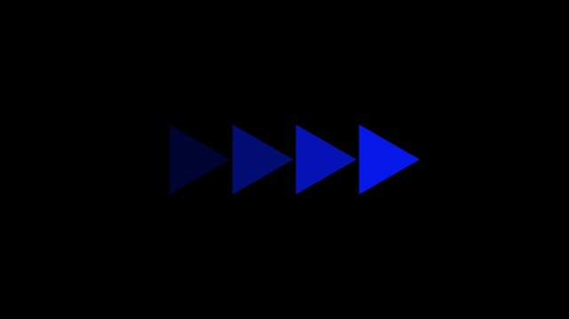 Blue arrow icons fade into the distance across a black background