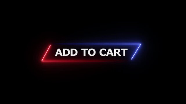 A stock video overlay featuring a "Click to Start" or "Add to Cart" neon button animation.