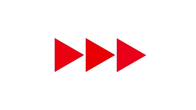 Red fast forward icons fade to lighter shades across a white background