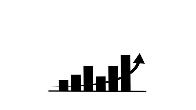 Bar graph increases in height across a white background progression