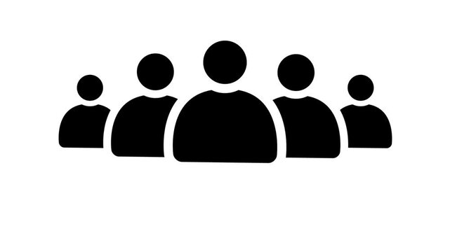 Group of people disperses across a white background in a sequence