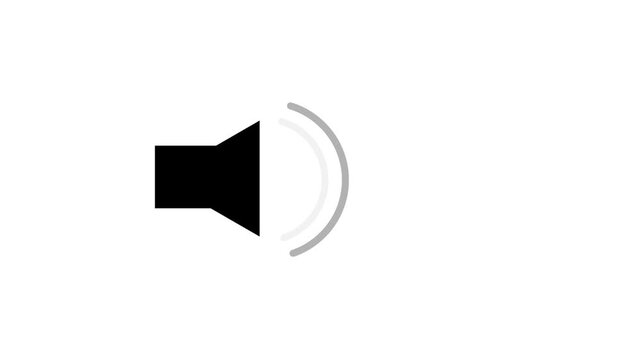 Speaker icon emits expanding sound waves on a white background