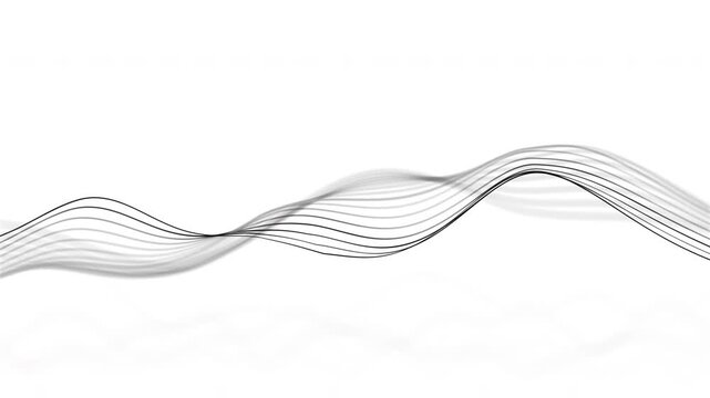Minimal black wave lines on clean white background, elegant abstract motion loop for modern design.