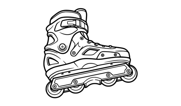 Aggressive inline skate with grind frame line art outline vector illustration