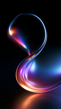Abstract Glowing Fluid Loop on Dark Background for Futuristic Design