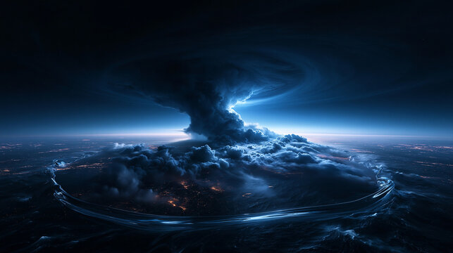 Dramatic Aerial View of Massive Cyclone Storm Cloud