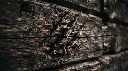 Fototapeta premium Severe splintered wood damage from animal claw marks