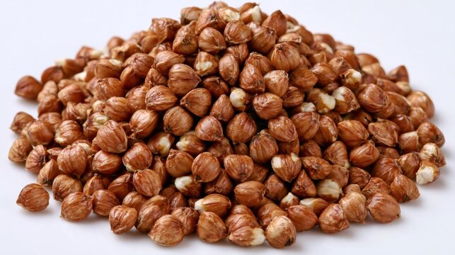 Buckwheat groats forming a healthy food pile