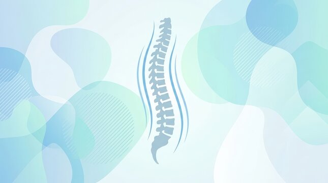 Spine silhouette on abstract blue medical background