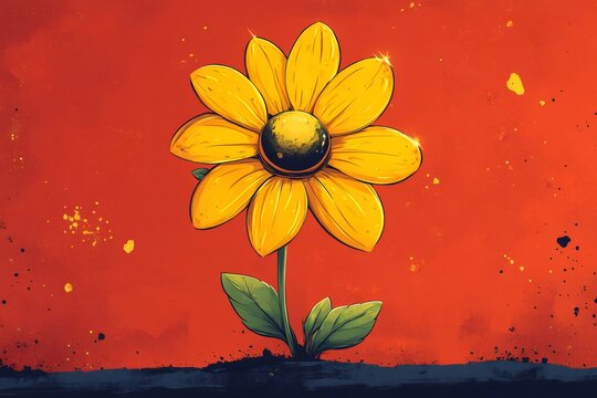 Yellow flower blooming symbol of hope and growth