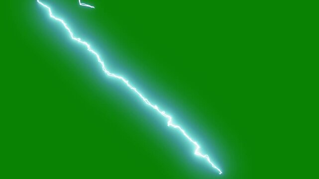 Energy thunder electricity glow effect, dramatic thunder flash and glowing energy burst, seamless storm overlay animation, electric lightning strike effect on green screen. 4k