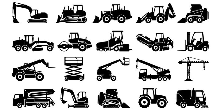 Collection of construction equipment vector icons