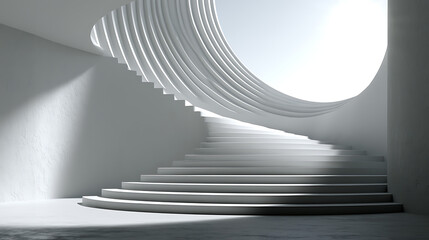 Obraz premium striking red spiral staircase with modern curved architectural design against sky
