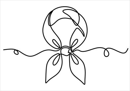 Continuous one line drawing of Neckerchief tied with woggle in minimalist continuous line drawing style. Hand drawn one line