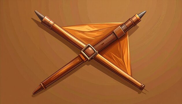 Crossed Ancient Bronze Swords on Textured Background.