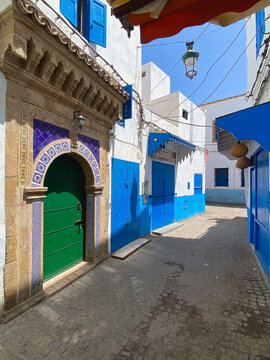 Typical street of Essaouira old city, Morocco