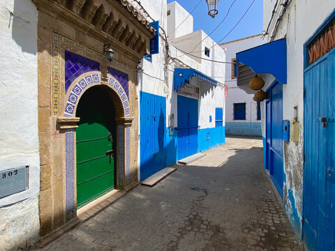 Typical street of Essaouira old city, Morocco